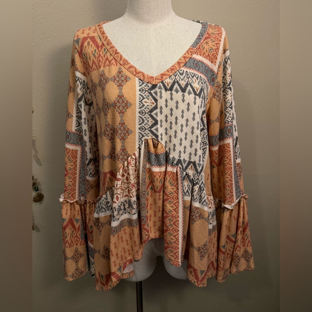 Saints & Hearts Patchwork Orange Multi Print Ruff… - image 1